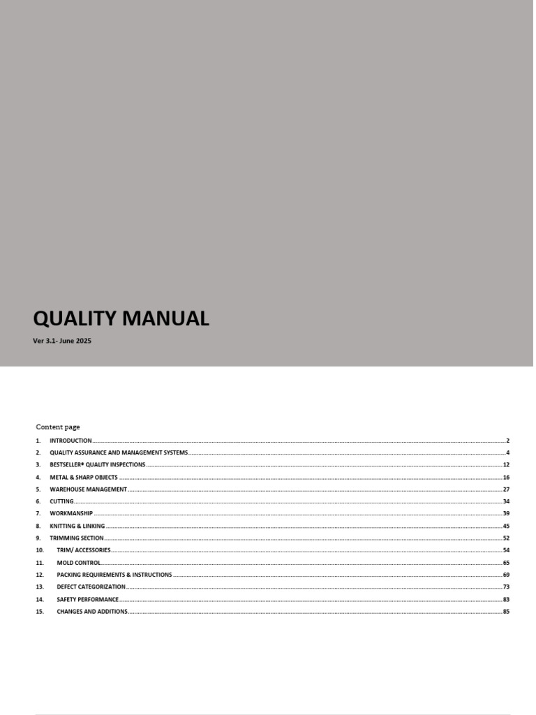 Bestseller Quality Manual Overview | PDF | Quality Assurance ...