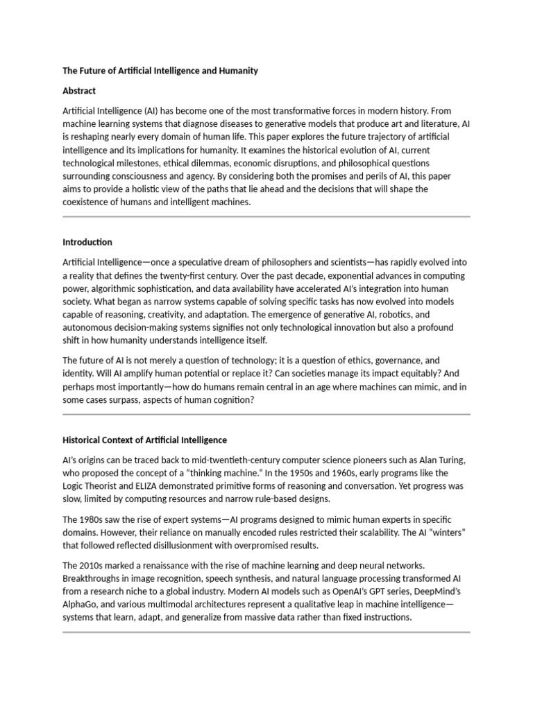 The Future of Artificial Intelligence and Humanity | PDF | Artificial ...