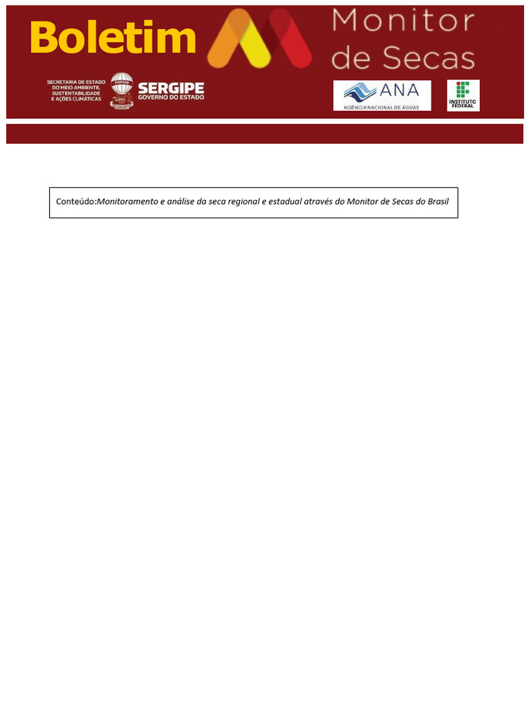Monitoramento da Seca em Sergipe - Abril 2025 | PDF | Seca | Chuva