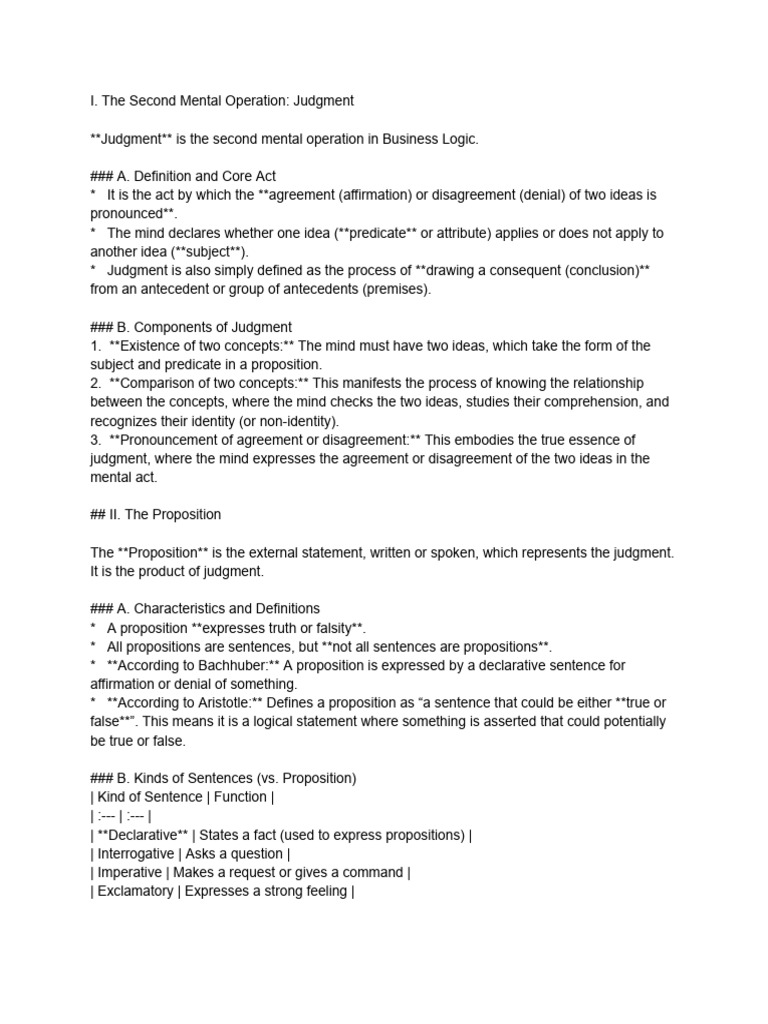 Understanding Judgment in Business Logic | PDF | Proposition | Subject ...