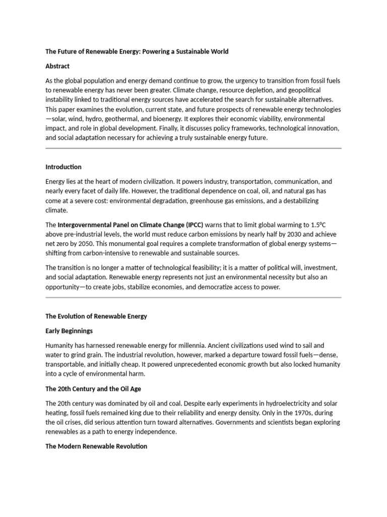 Future of Renewable Energy Trends | PDF | Renewable Energy | Solar Power