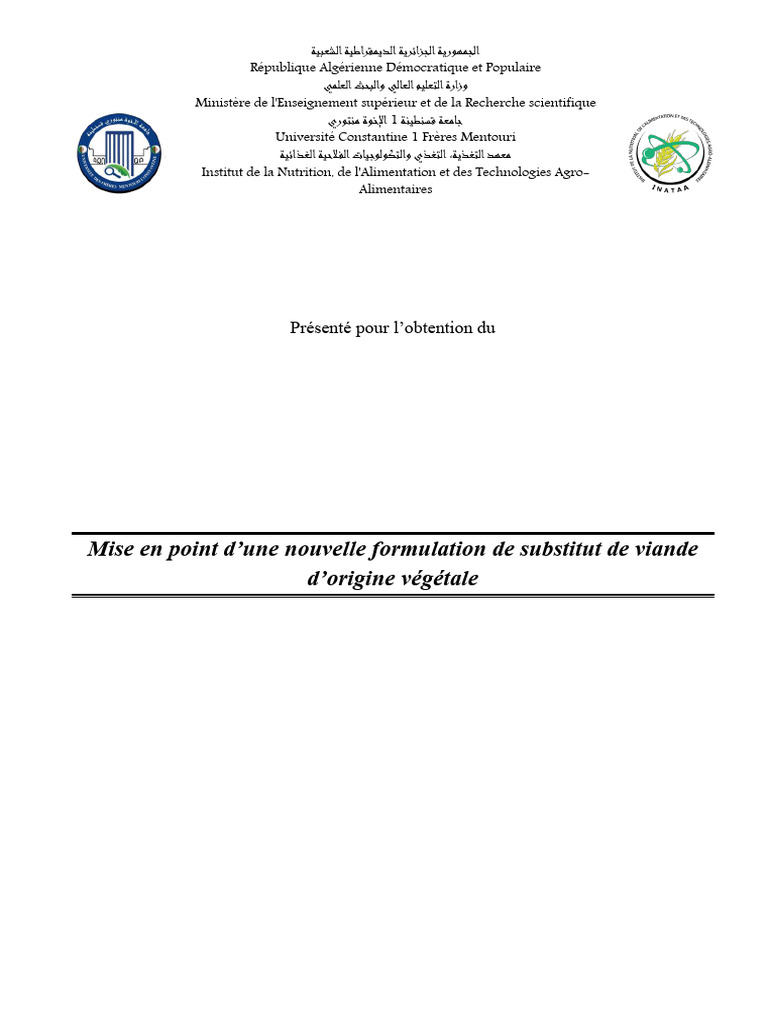 Formulation de substitut de viande végétale | PDF | Protéines | Viande