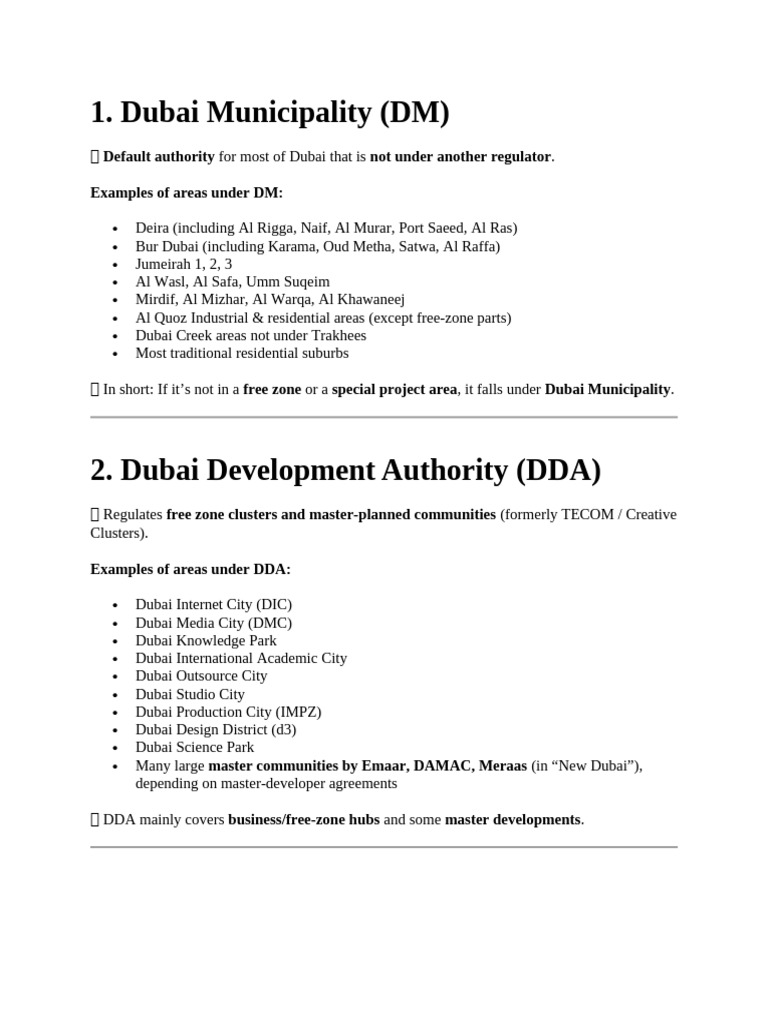 Dubai Regulatory Authorities Overview | PDF | Dubai | United Arab Emirates