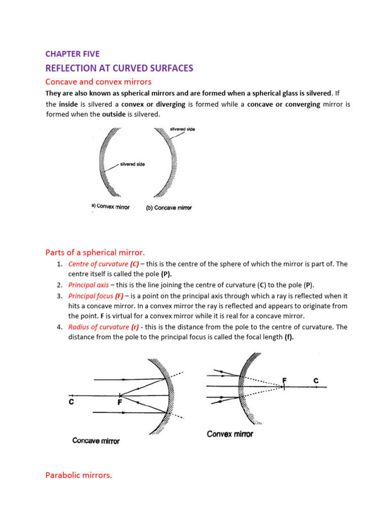 Curved Mirrors: Types and Image Formation | PDF | Glass Engineering And ...