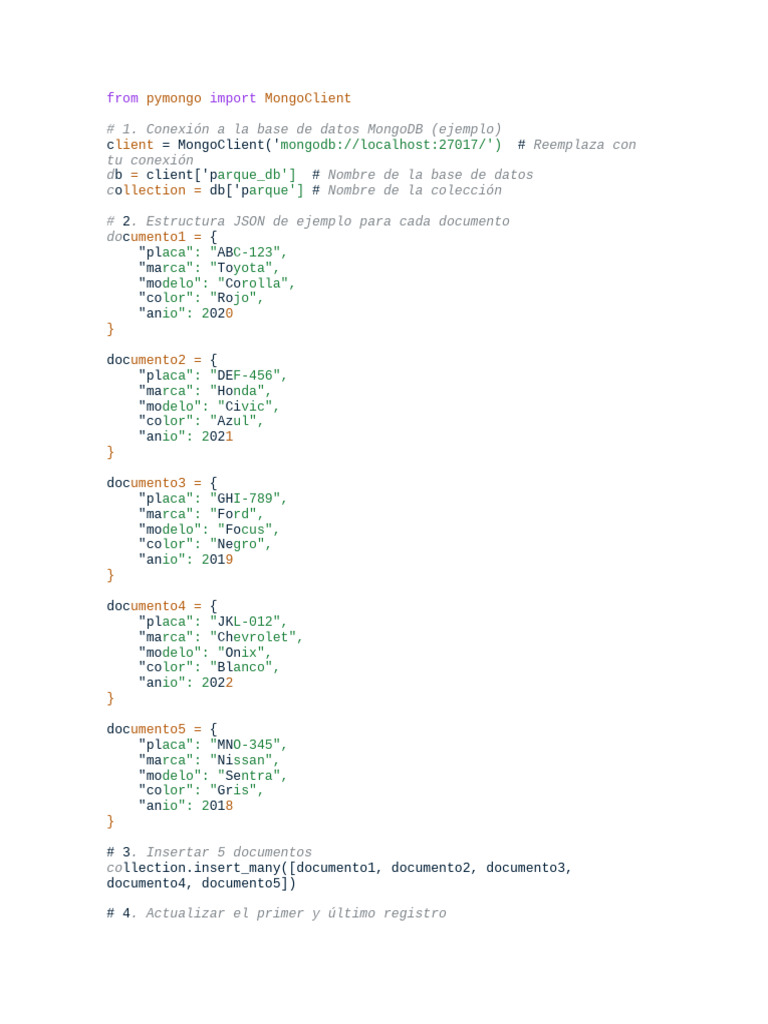 Ejemplo de uso de MongoDB en Python | PDF