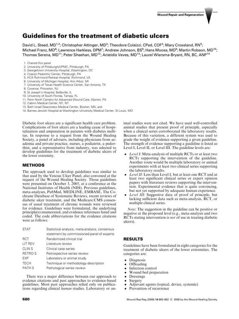 Guidelines Treatment Diabetic Ulcers | PDF | Wound | Randomized ...