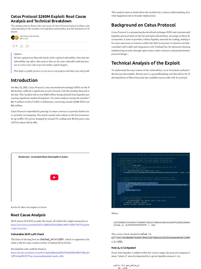 Cetus Protocol Hacked Analysis | PDF | Applications Of Cryptography ...