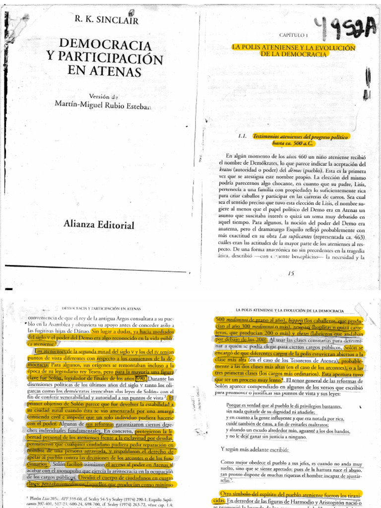 Sinclair - Democracia y Participacion en Atenas-Caps. 12 y 3 | PDF