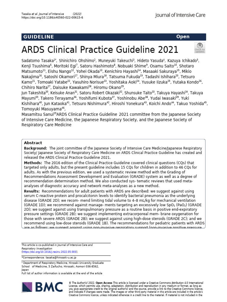 ARDS Clinical Practice Guideline 2021 | PDF | Evidence Based Medicine ...