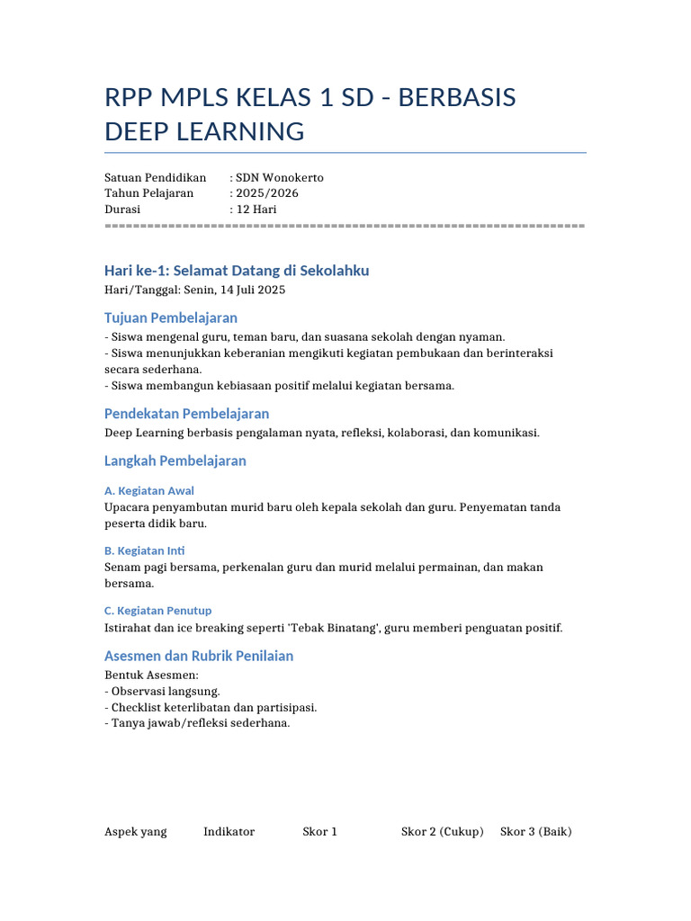 RPP_MPLS_12_Hari_Kelas1_SD_DeepLearning | PDF