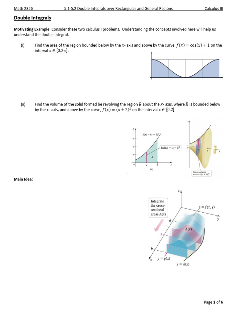 5.1-5.2 Double Integrals Over Rectangular and General Regions | PDF ...