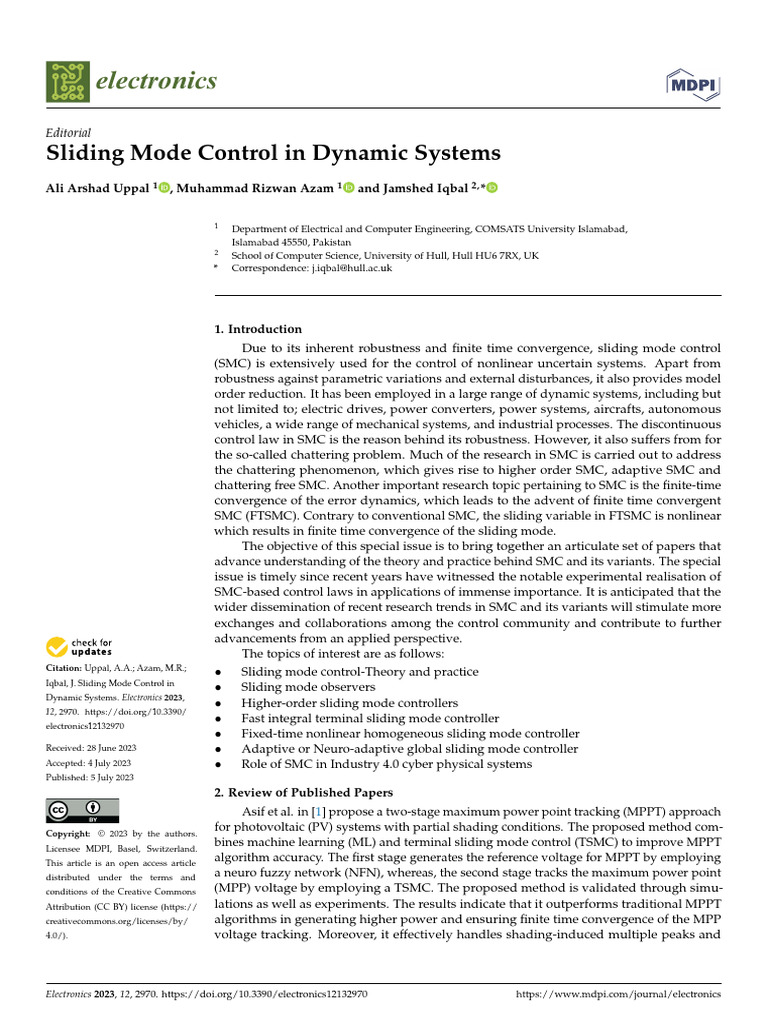 Sliding Mode Control in Dynamic Systems 2023 Uppal | PDF | Control ...