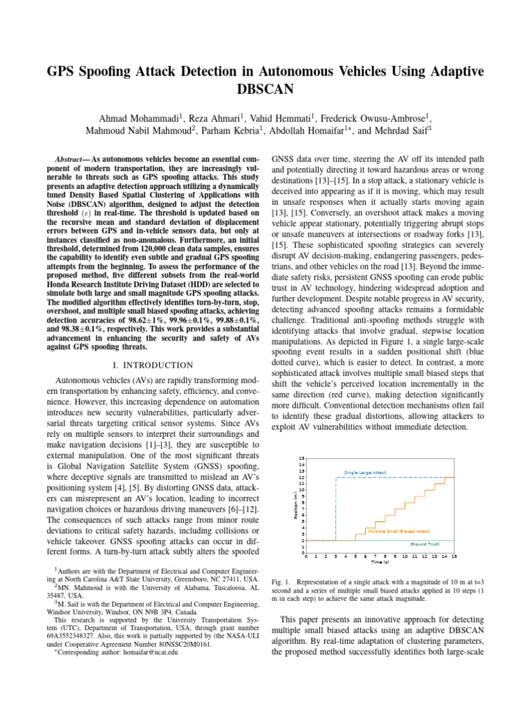 GPS Spoofing Detection in AVs Using DBSCAN | PDF | Cluster Analysis ...