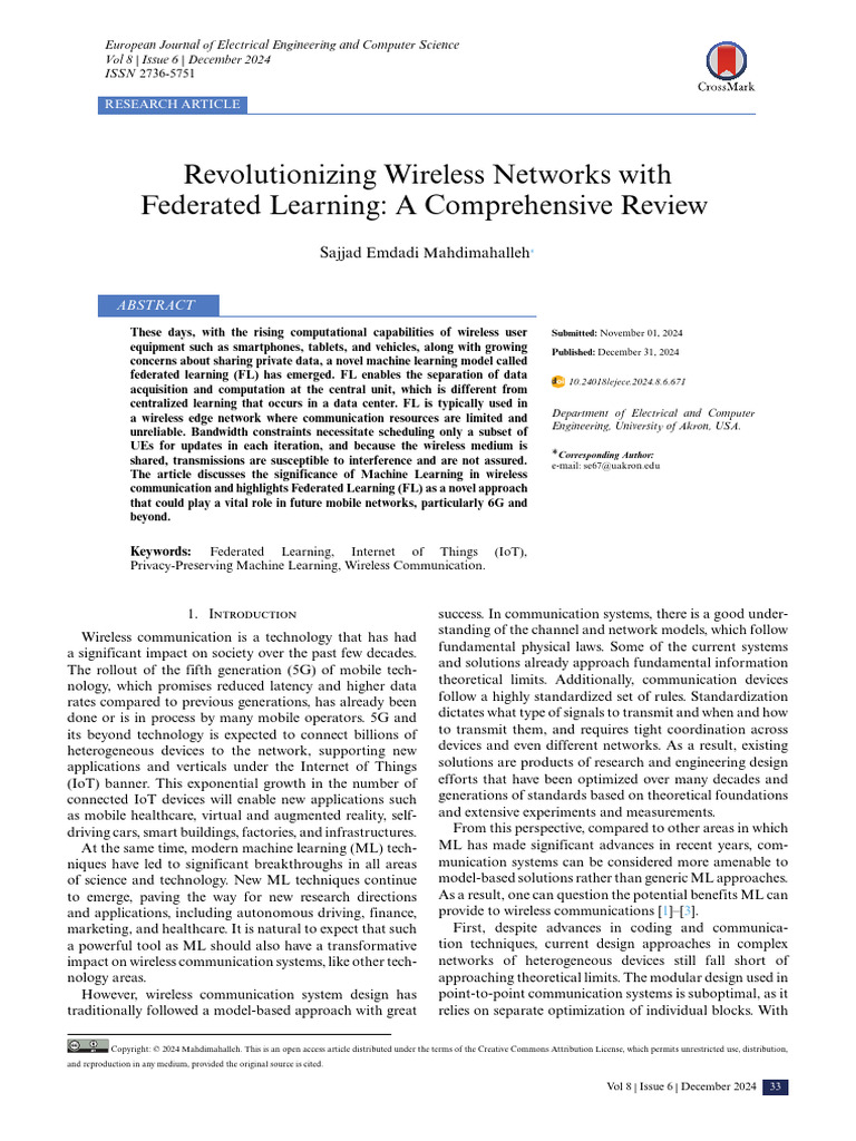 Federated Learning in Wireless Networks | PDF | Machine Learning ...