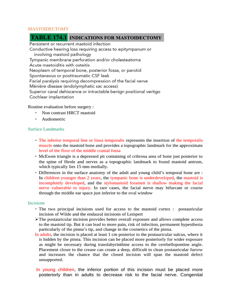 Mastoid Ectomy | PDF | Ear | Primate Anatomy
