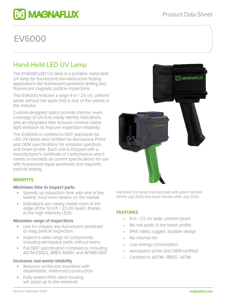 EV6000 UV Lamp Product Data Sheet English | PDF | Nondestructive ...