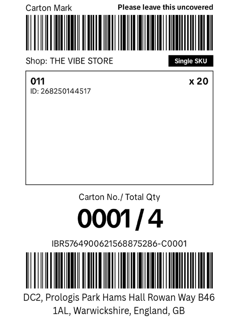 4 Carton Labels - 80 Units | PDF
