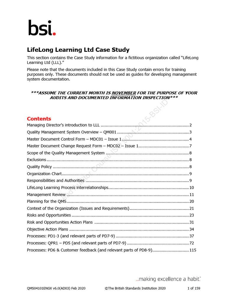 LifeLong Learning Ltd Quality Management Case Study | PDF | Quality ...