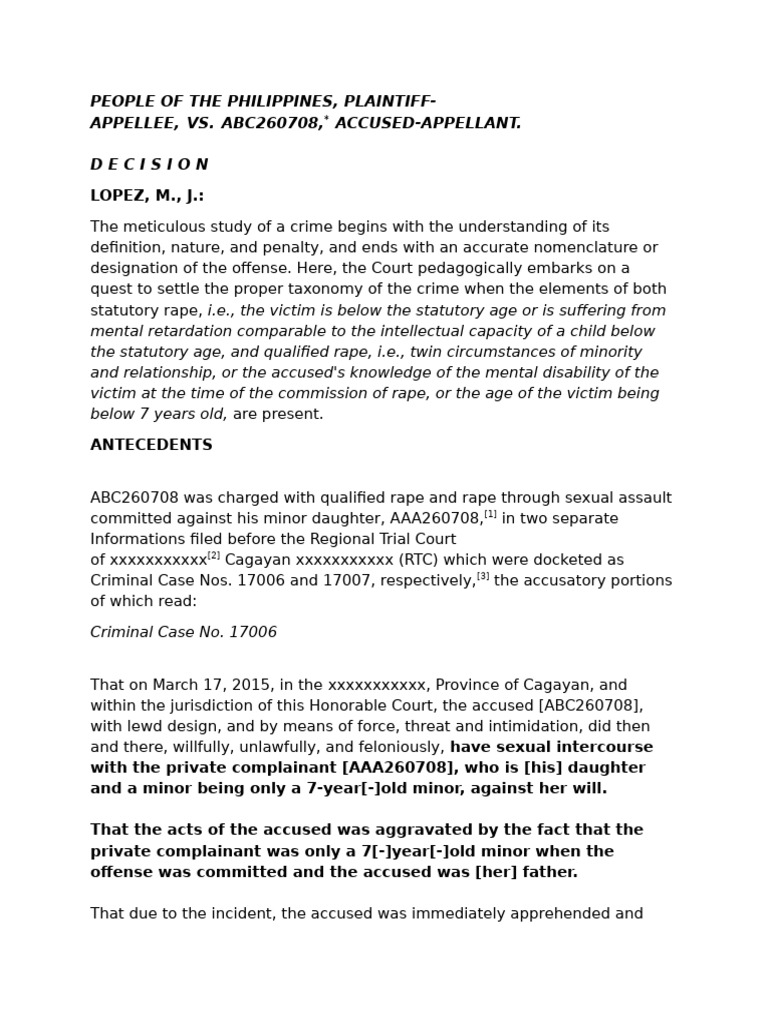 Qualified Rape Case Decision Summary | PDF | Rape | Crimes