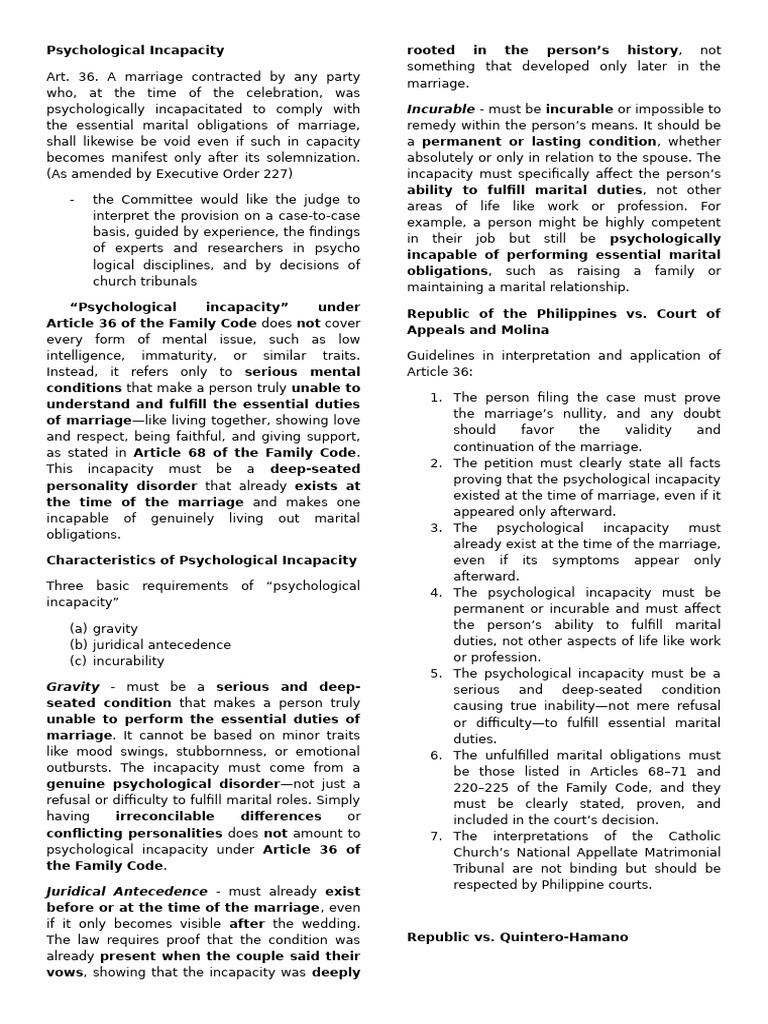 Understanding Psychological Incapacity in Marriage | PDF | Annulment ...