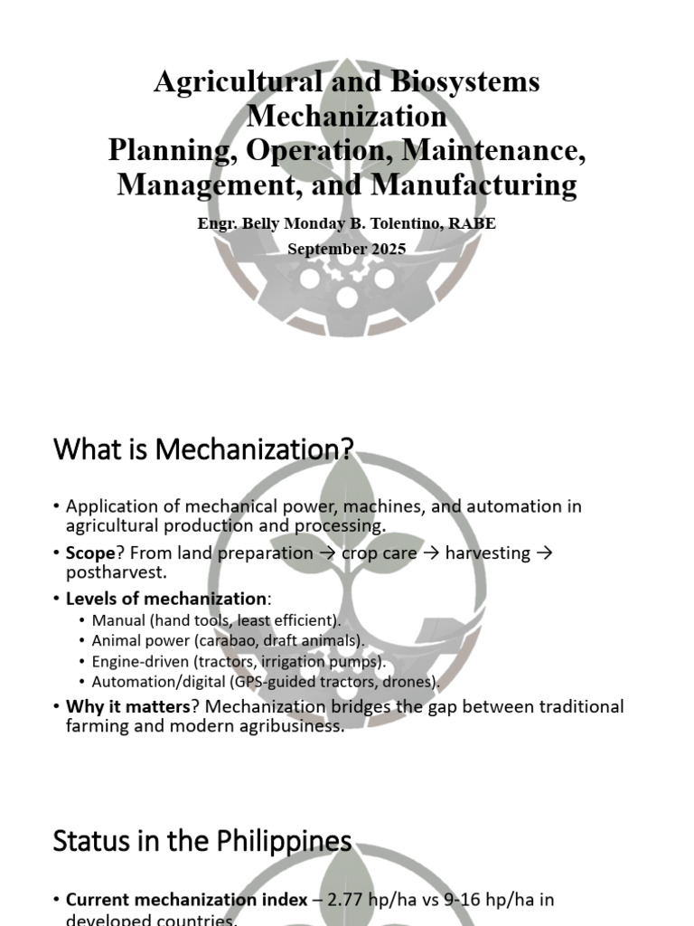 Agricultural Mechanization: Planning & Management | PDF | Mechanization ...