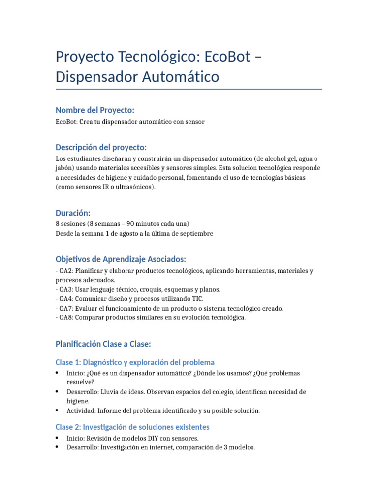 EcoBot: Dispensador Automático DIY | PDF | Diseño