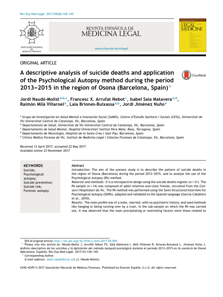 A Descriptive Analysis of Suicide Death (Journal) | PDF | Borderline ...
