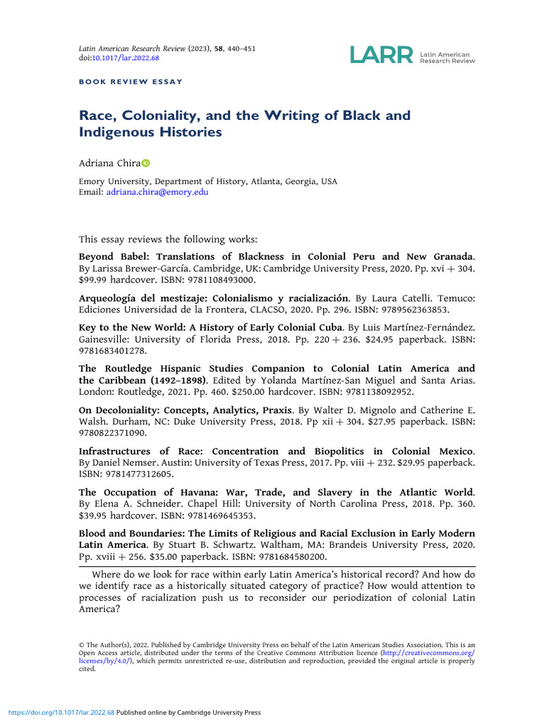 Race and Colonial Histories in Latin America | PDF | Spanish Empire ...