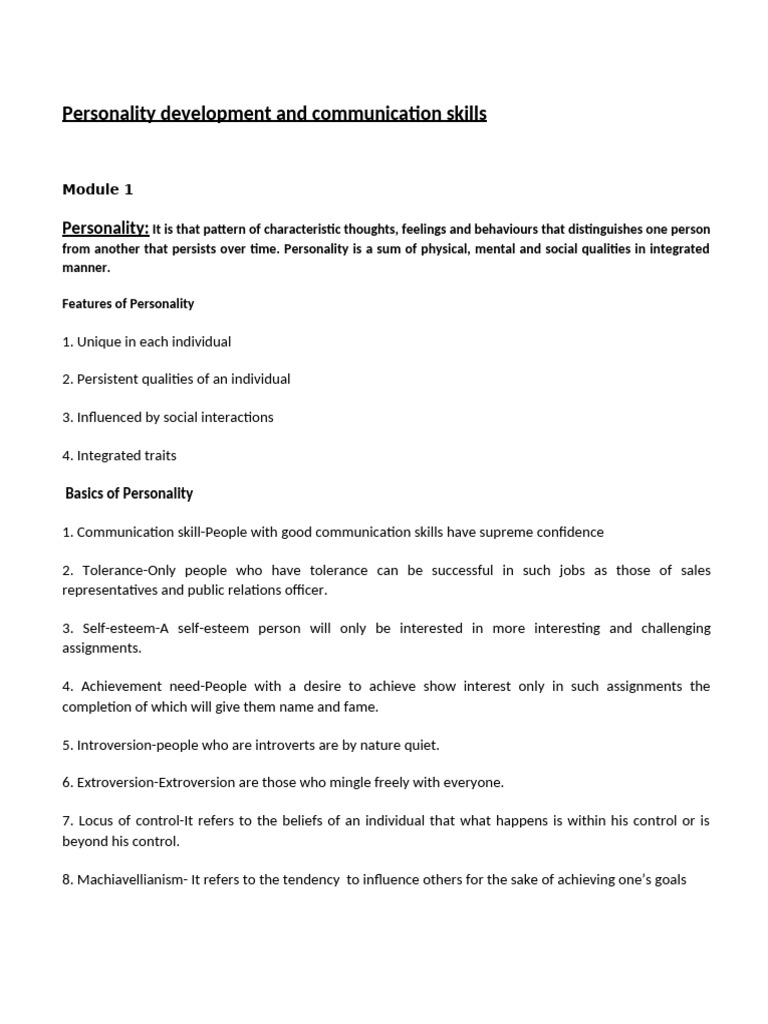 Personality Development & Communication Skills | PDF | Nonverbal ...