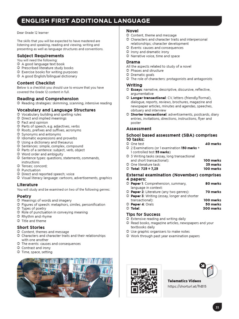 Grade 12 English Language Study Guide | PDF | English Language | Poetry