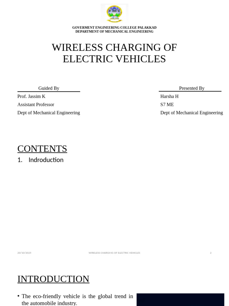 Wireless Charging for Electric Vehicles | PDF | Electric Vehicle | Inductor