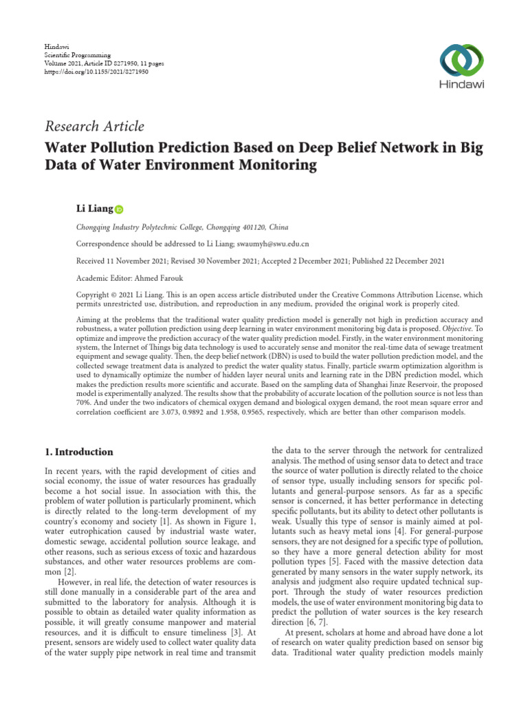 Water Pollution Prediction Using DBN | PDF | Deep Learning | Parameter ...