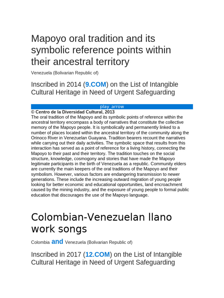 Mapoyo Oral Tradition in Venezuela | PDF | Eucharist | Carnival