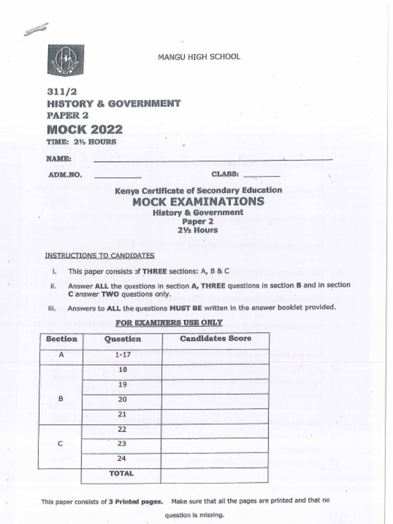 History and Government Paper 2 | PDF