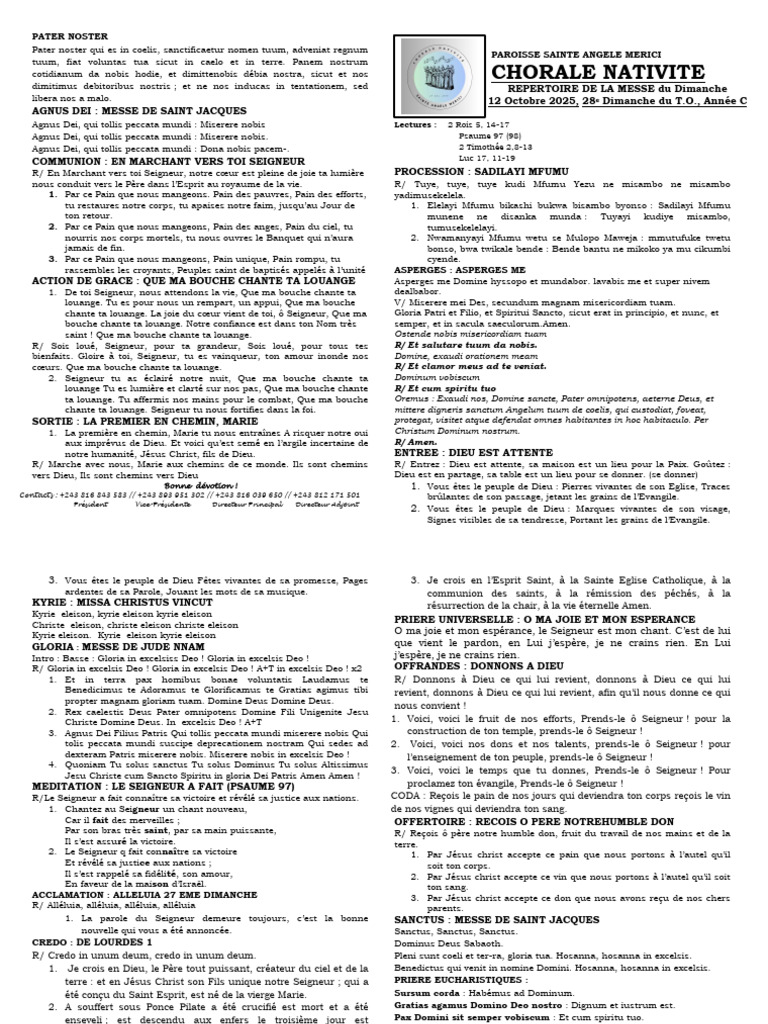 Messe du 27 octobre 2025 | PDF | Agnus Dei | Liturgie et culte chrétien