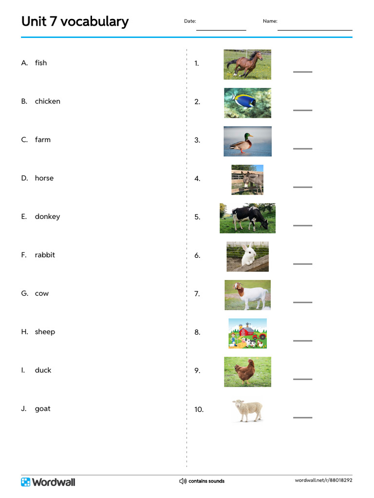 Unit 7 Vocabulary Match Up Write The Answer | PDF