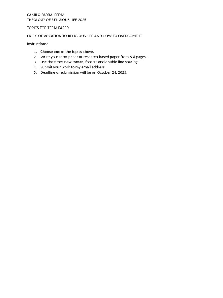Crisis of Vocation in Religious Life | PDF