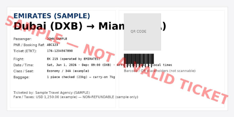 DXB Mia Sample Ticket | PDF