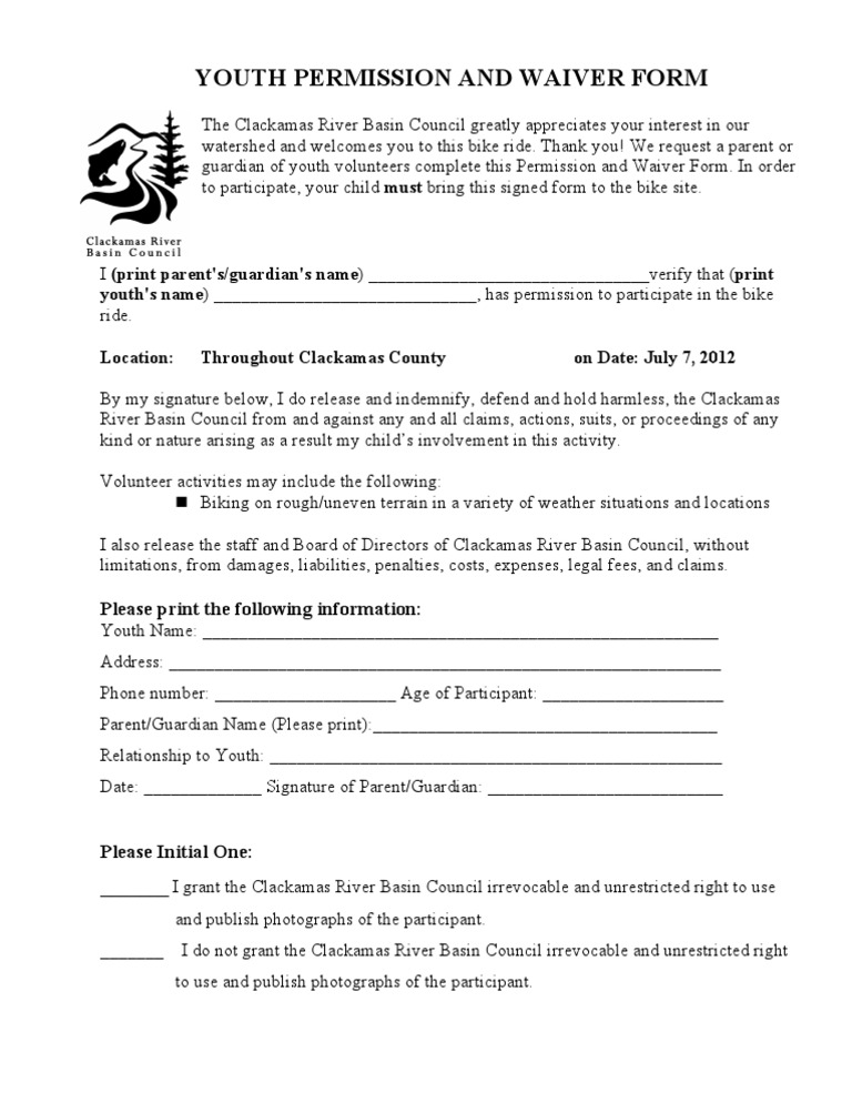 Youth Bike Permission Form | PDF