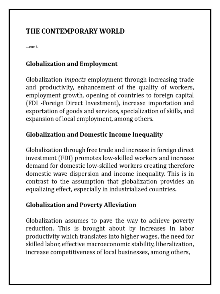 Impact of Globalization on Employment and Inequality | PDF ...