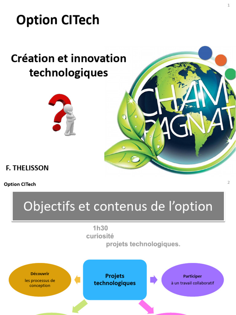Option CITech : Créativité et Projets Technologiques | PDF | Stockage ...