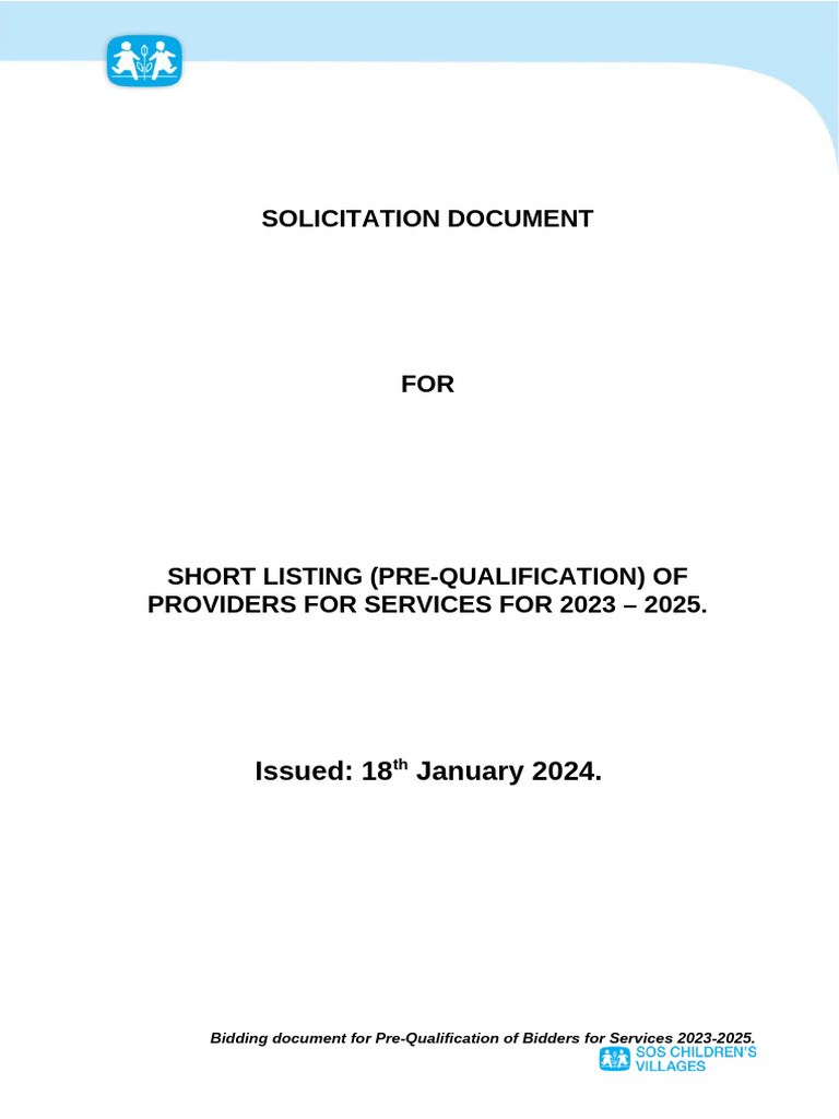 Pre-Qualification Bidding Document 2023-2025 | PDF | Joint Venture ...