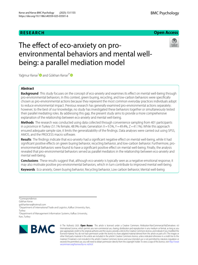 Eco-Anxiety's Impact on Well-Being | PDF | Well Being | Anxiety