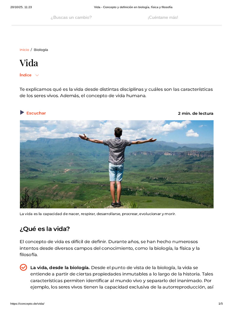 Definición de vida en biología | PDF | Vida | Organismos