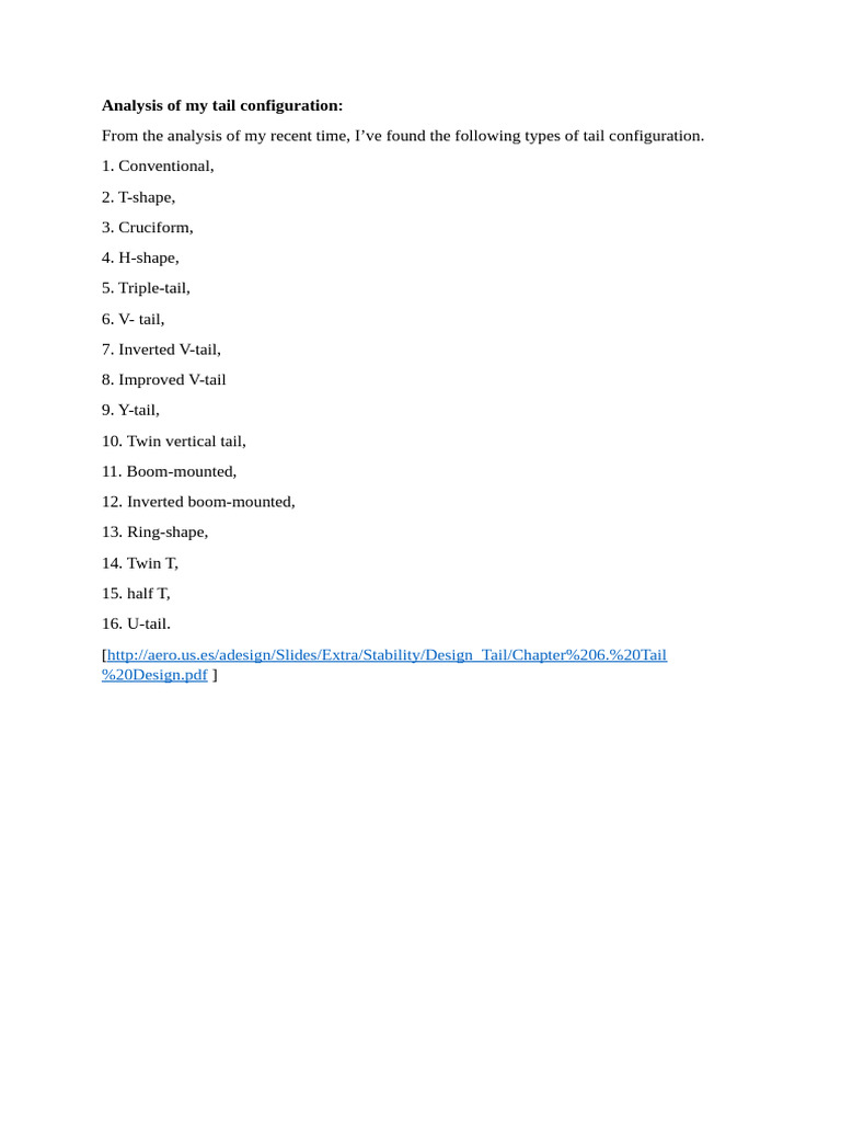 Tail Configuration Analysis for Aircraft Design | PDF | Empennage ...