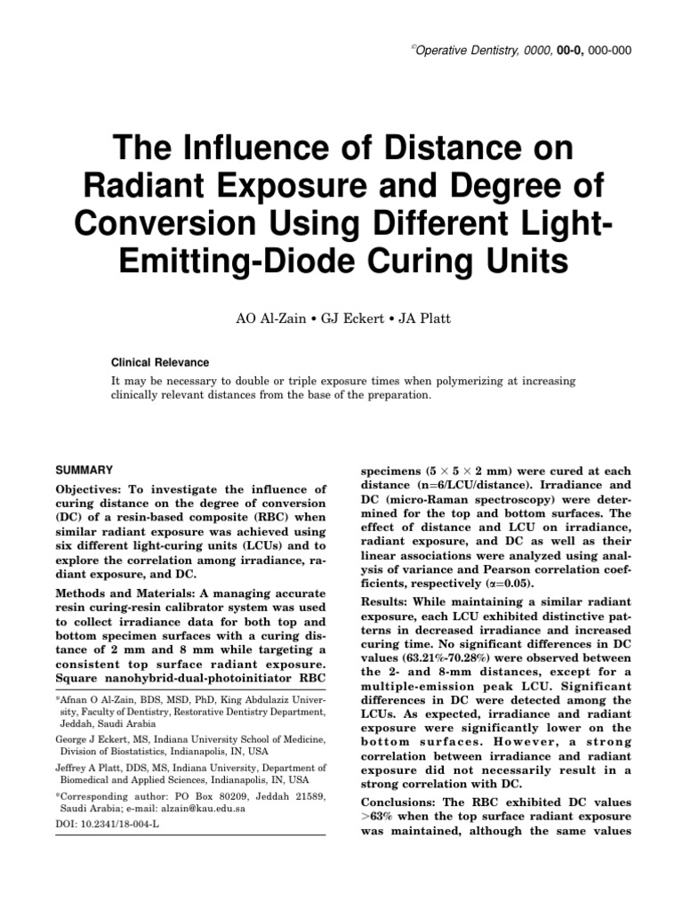 Distance Effects on LED Curing Efficiency | PDF | Light | Exposure ...