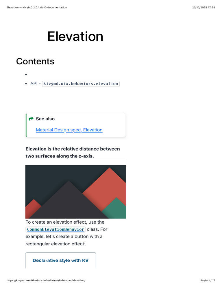 KivyMD Elevation Behavior Guide | PDF