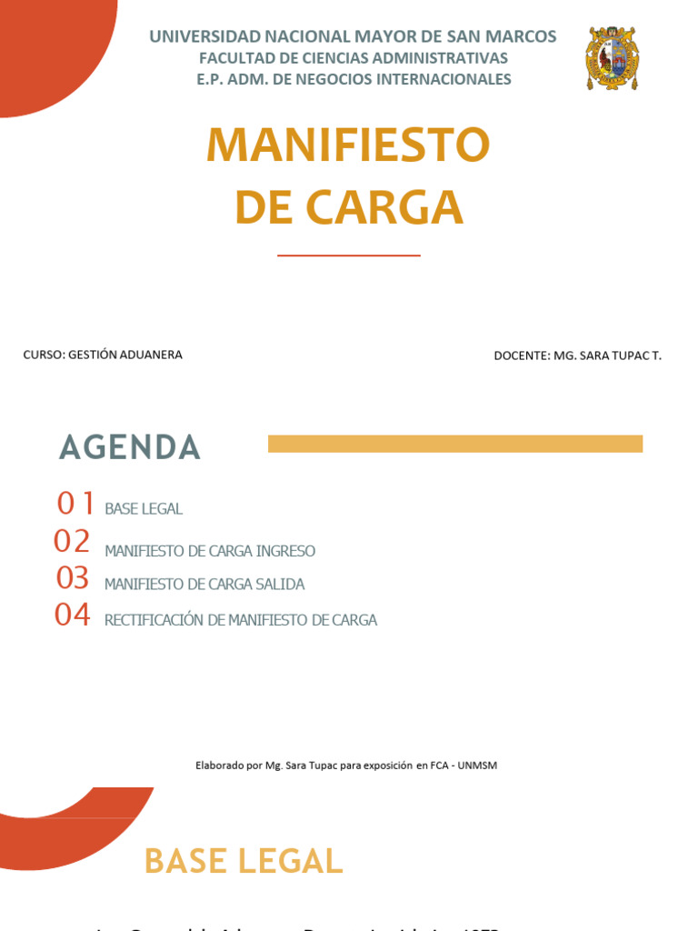 SEMANA 4 Manifiesto de Carga 0909 | PDF | aduana | Transporte