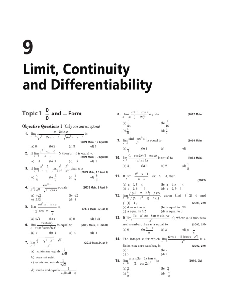 Limit and Continuity Practice Questions | PDF | Function (Mathematics ...