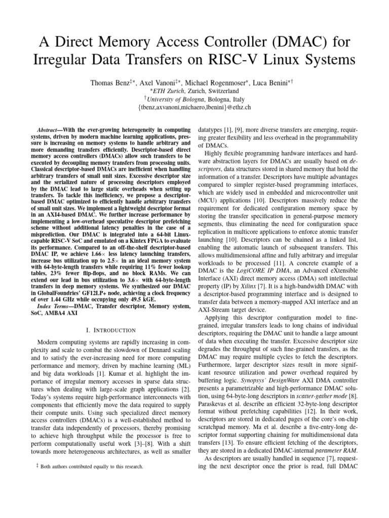 A Direct Memory Access Controller (DMAC) For Irregular Data Transfers ...